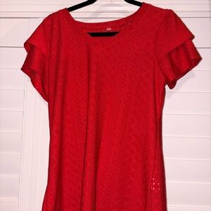 Red Lace Short Sleeve Dress